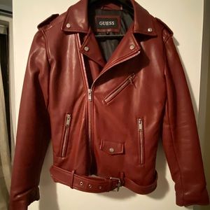 Guess Faux- leather jacket in red for men